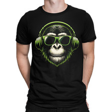 T-shirt uomo scimmia dj con