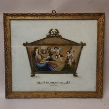 Antico dipinto su vetro Santa