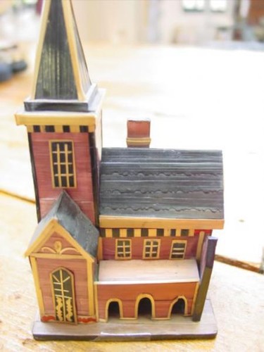 Casetta chiesa miniatura legno - chiesa,