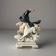 Scultura Cavalli In Pietra Alabastro Tre Colori Vintage