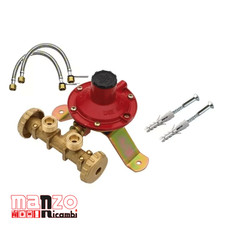 MINI CENTRALINA CON FLESSIBILI ATTACCO 2 BOMBOLE GPL CON REGOLATORE DA 4 KG/H