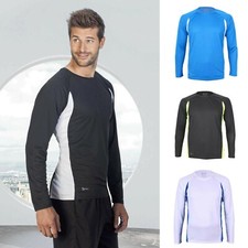 Uomo Contrasto Camicia Funzionale Traspirante Maglia Maniche Lunghe XS-XXL BS03