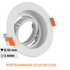 PORTAFARETTO ORIENTABILE BIANCO da Incasso PER  Lampadine LED GU10 FARETTO