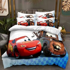 Cars Mcqueen Set Biancheria da Letto per Bambini 3 PEZZI Trapunta Copripiumino Dormitorio Singolo Matrimoniale King