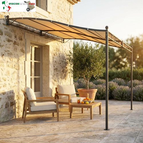 Pergola giardino addossata - da,
