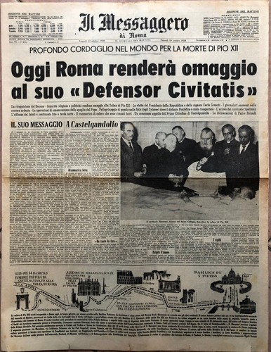 Morte papa pio - pio, giornale