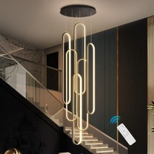 Lampadario a sospensione nero per scale illuminazione hotel lampada LED casa plafoniere