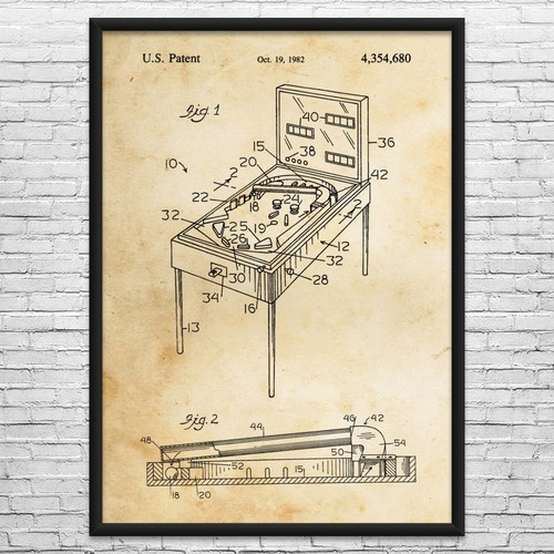 Xenon pinball patent wall art - pinball,