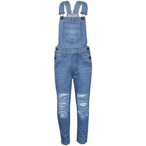 Salopette jeans strappata - in,