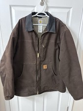 Carhartt Giacca di Tela Foderata in Pile Uomo 2XL - Marrone Scuro Sherpa Duck C61 DKB