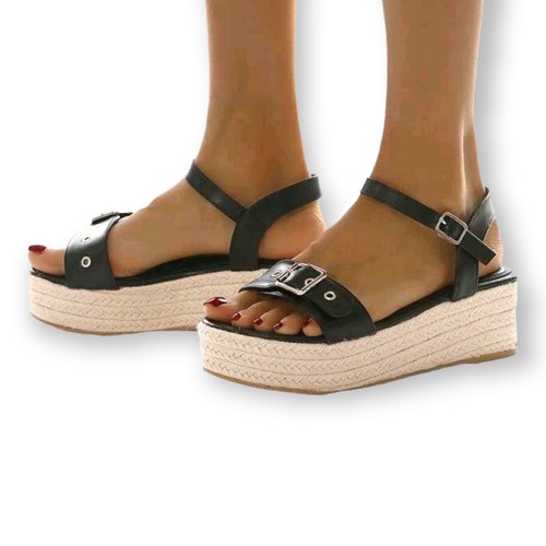 Sandali donna zeppa nero - sandali, n.38