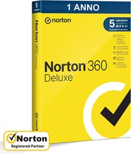 NORTON 360 Deluxe 2025 5 PC 1 anno | Internet Security Antivirus | Senza Abbo IT