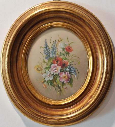 Quadro olio legno fiori - olio,