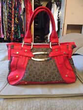 FERRE MILANO LUSSO BORSA BI MATIERE TELA BICOLORE ROSSO SILVER MANO ORIGINAL M