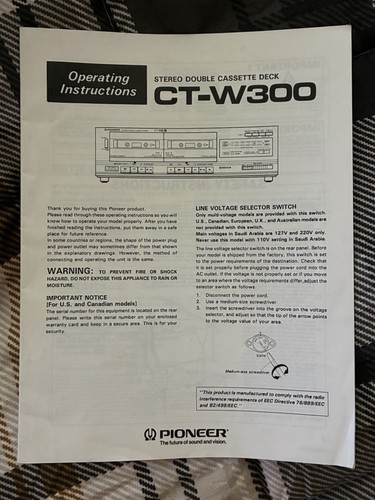 Pioneer cassette deck - cassette, ct-w300