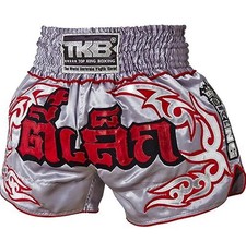Top King Boxe Muay Thai Pantaloncini Tronchetti Stile Normale (121 - Argento TeeLek, XL)