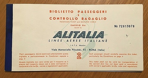 Alitalia biglietto vintage - alitalia,