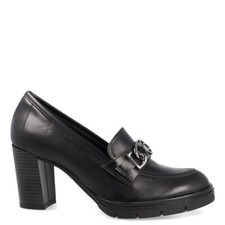 Donna Serena Mocassino Donna in Microtech Con Tacco ed Accessorio - NER (Nero)