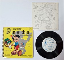7" 45 Giri Walt Disney Pinocchio 1954 Libro Francese