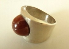 anello uomo argento massiccio gioiello 24mm 72 73 74 oro flusso marrone glitter pietra