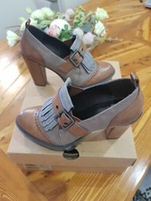 DECOLLETE MOCASSINI COL TACCO E PLATEAU BATA N°37 MARRONE CHIARO BEIGE PELLE