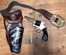 PISTOLA GIOCATTOLO PECOS ANNI '70 + CINTURONE + 8 COLPI MUNIZIONI