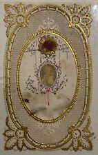 STATO PONTIFICIO PAPA PIO IX SANTINO MERLETTATO E TRAFORATO CON RELIQUIA