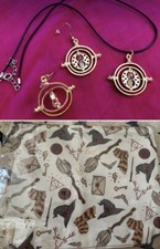 Bustina Cerniera Giratempo Collana + Orecchini Hermione Harry Potter