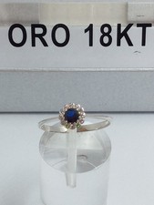 Anello in oro bianco 750 18 carati grammi 1,4 con pietre bianche e blù +2800