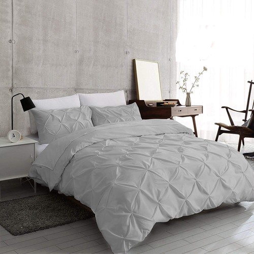 Silver grey pintuck duvet - grey,