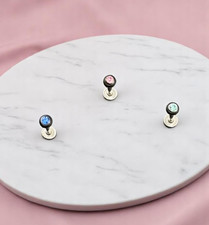 Tre Piercing da labbra e orecchio in Acciaio chirurgico 1,2x8 pallina mm.3 color