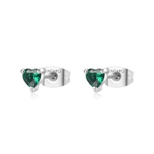 Sagapo Orecchini Cuore Verde Donna in Acciaio 316L con Zircone SDZ109