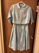 Abito Lt blu anni 50-60 in vita a camicia con giacca usato in grasso da teatro per Sandy 6-8