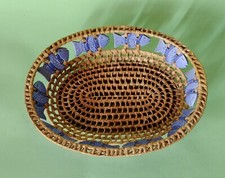 Cesta Porta Frutta Centro Tavola Paglia e Ceramica Arte Pesci Artigianale