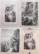 1880 ca. lotto 4 xilografie grandi Amalfi Atrani Positano Furore originali vinta
