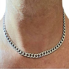 Collana catena acciaio inox da uomo catenina rapper girocollo 40 45 cm punk 7 mm