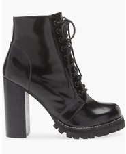 Jeffrey Campbell Black Legion Lace Up Patent Leather Boots Women’s 7.5M