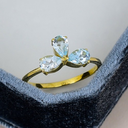 Anello topazio blu - blu, pietre