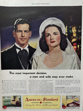 Pubblicità stampa vintage 1946 American Standard riscaldamento idraulico comfort salute moglie uomo