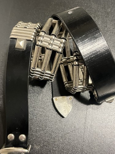 Vintage leather metal belt - leather,