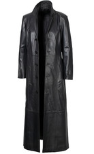 Cappotto uomo spolverino pelle lunghezza intera monopetto lungo matrice trench soprabito