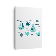 Quadro su Tela 70x100cm Balene navi bambini stelle marine Stampe Immagini Murale