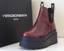 Windsor Smith Dover donna stivali chelsea plateau 8cm Pelle Bordeaux Eu-39 €200