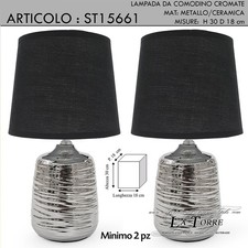 Lampada da tavolo coppia di abatjour H30 cromato e nero ceramica moderno classic