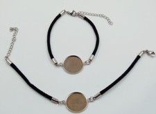 1pz base bracciale acciaio inox con castone (20mm interno) colore nero 20cm+5cm