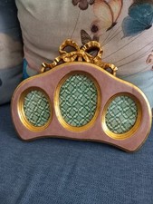 Cornice Portafoto appendere 3 Ovali Legno Fiocco Stile Liberty Barocco Shabby