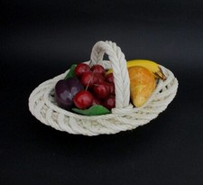 ✅ MERAVIGLIOSO ANTICO CENTROTAVOLA CESTO FRUTTA CERAMICA EPOCA 1950 ANTIQUE-4268