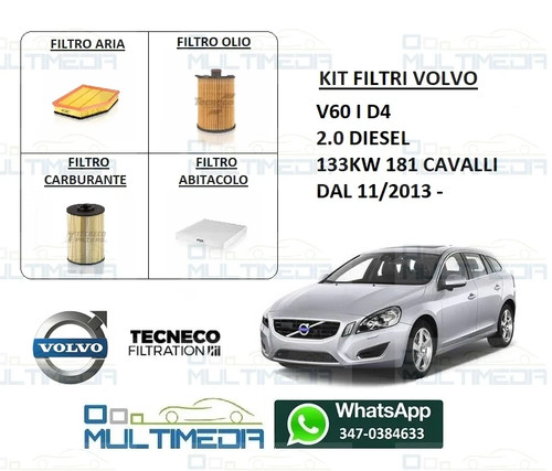 Kit tagliando filtri volvo v60 - kit,