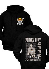 Felpa con Cappuccio Fronte Retro Monkey D Luffy Rubber Urban One Piece Anime