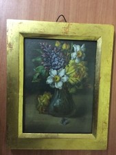 quadro vaso con fiori di M. F.  dimensioni 14,50x19 con la cornice 20.5x25,5